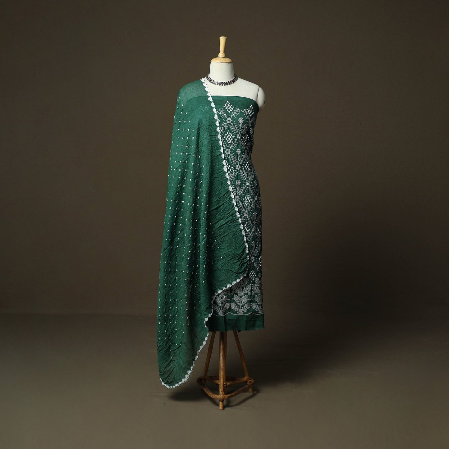 Kutch tie-dye satin cotton bandhani 3pc unstitched dress