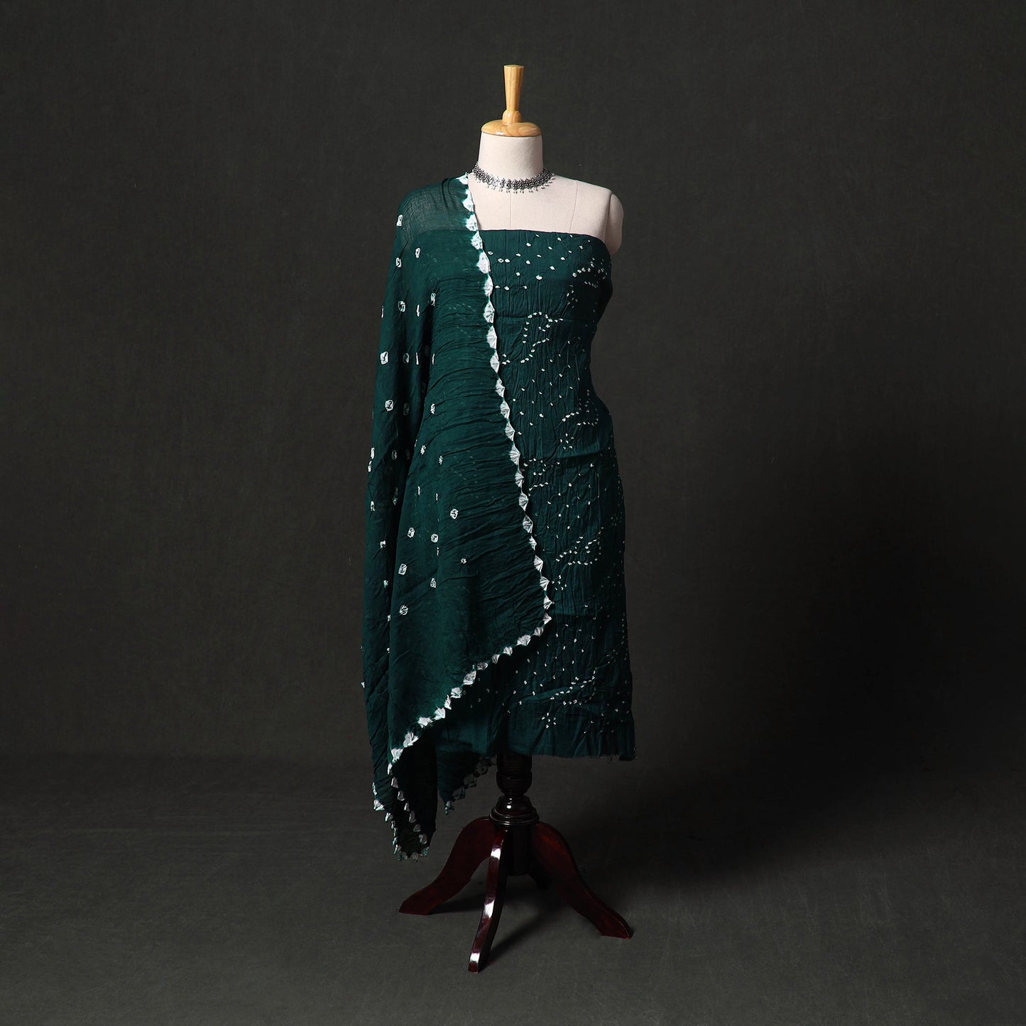 Kutch tie-dye satin cotton bandhani 3pc unstitched dress