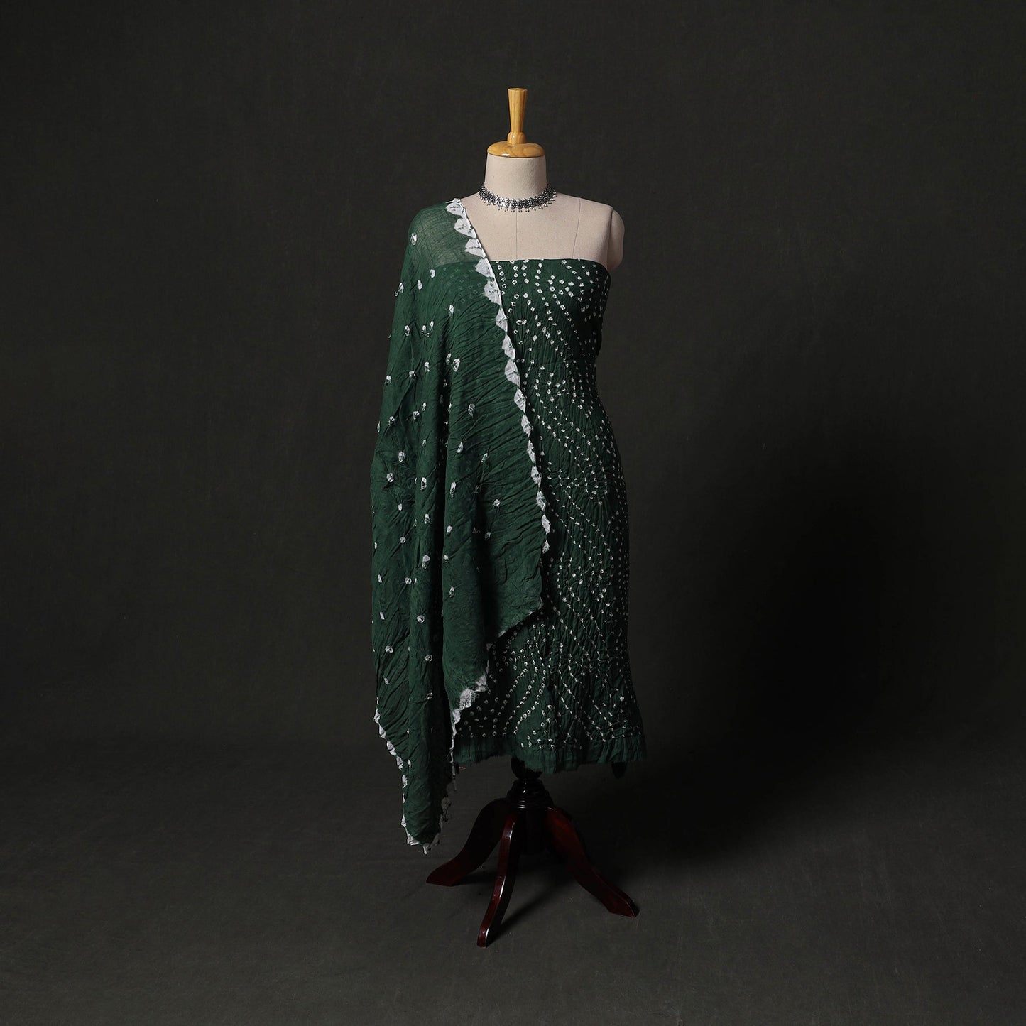 Kutch tie-dye satin cotton bandhani 3pc unstitched dress