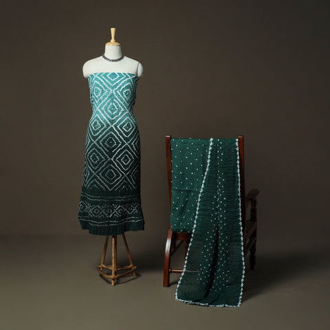 Kutch tie-dye satin cotton bandhani 3pc unstitched dress