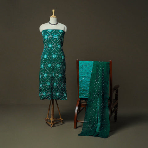 Kutch tie-dye satin cotton bandhani 3pc unstitched dress