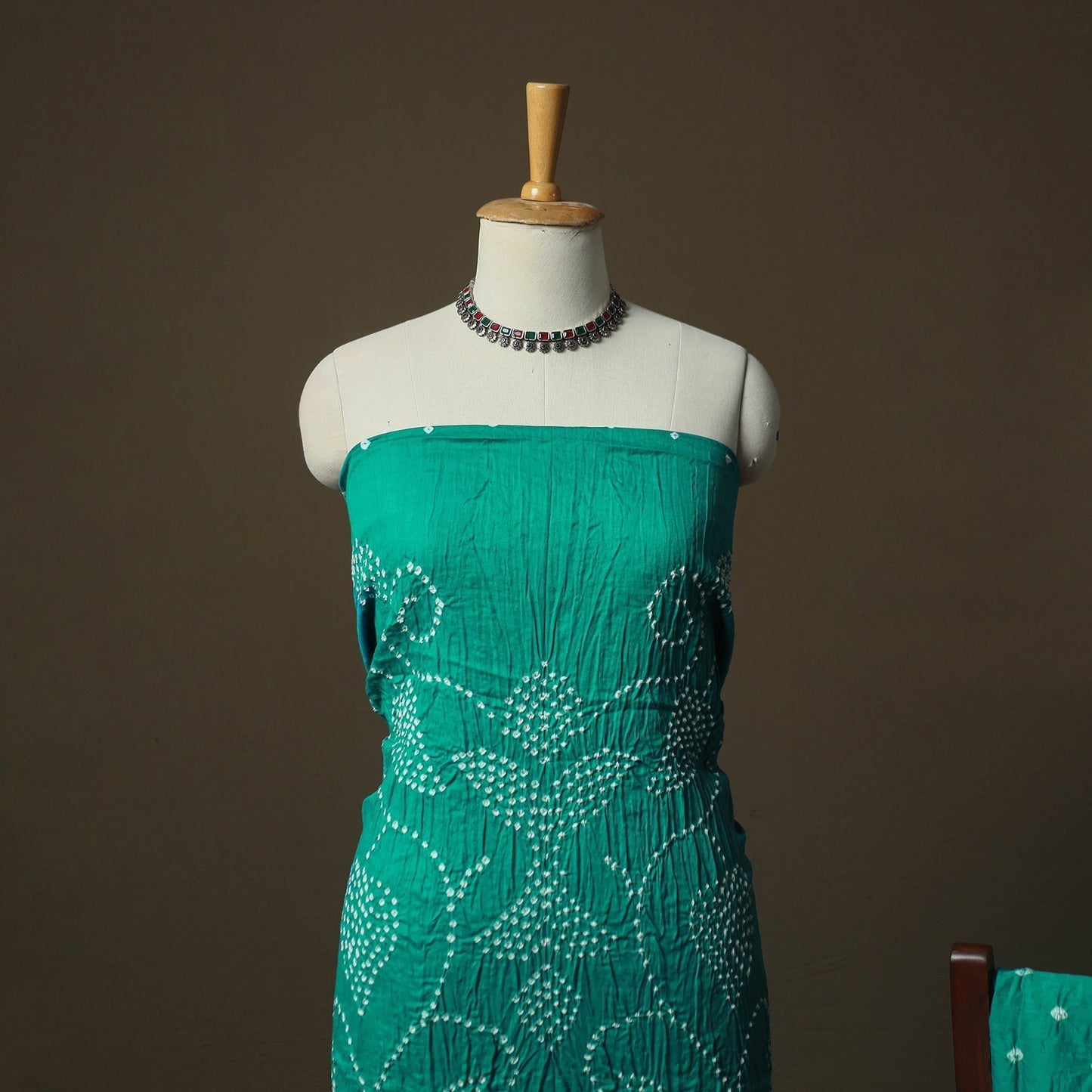 Kutch tie-dye satin cotton bandhani 3pc unstitched dress