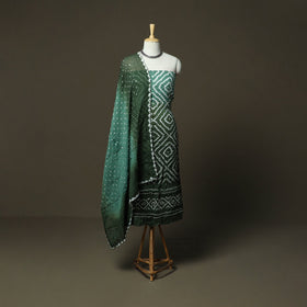 Kutch tie-dye satin cotton bandhani 3pc unstitched dress