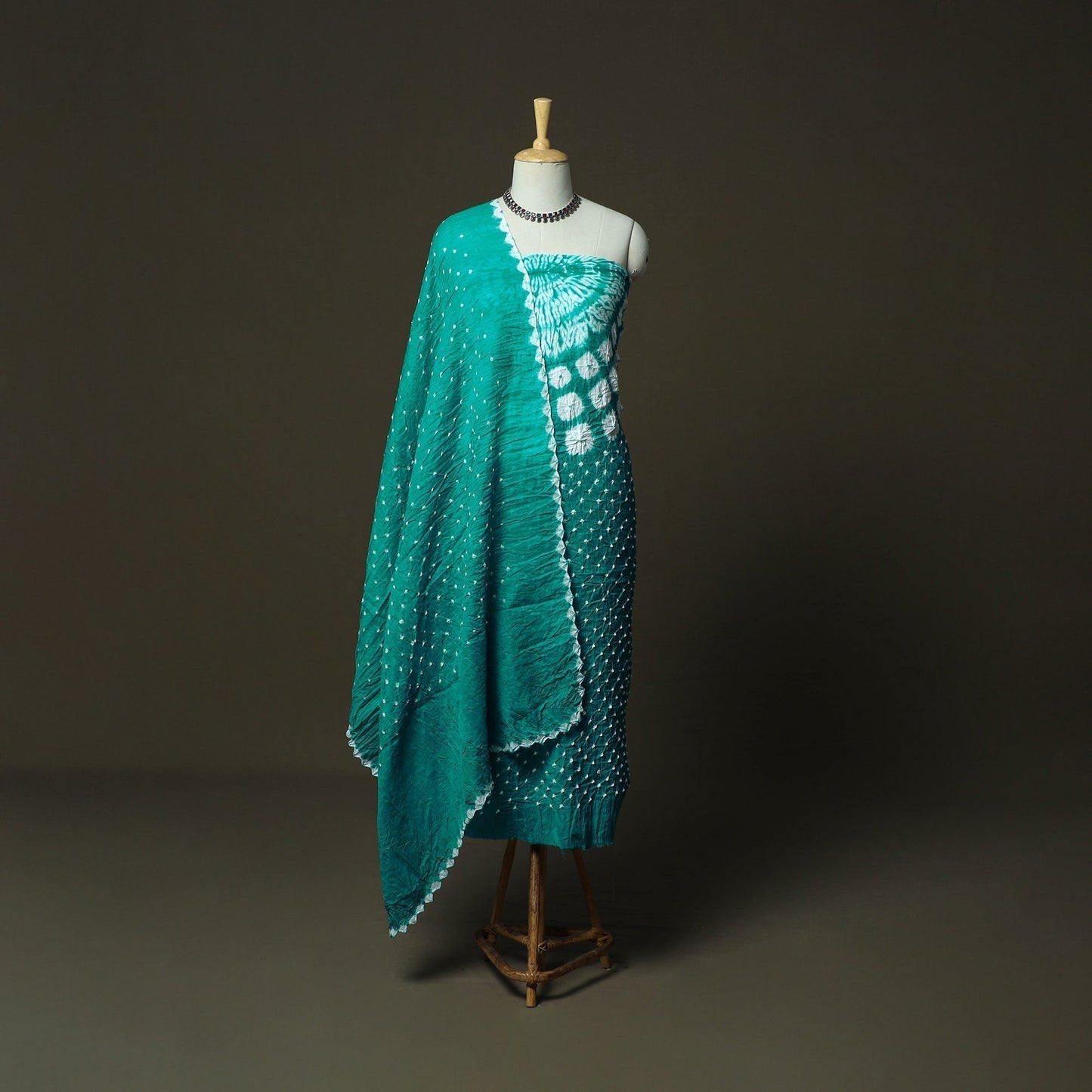 Kutch tie-dye satin cotton bandhani 3pc unstitched dress