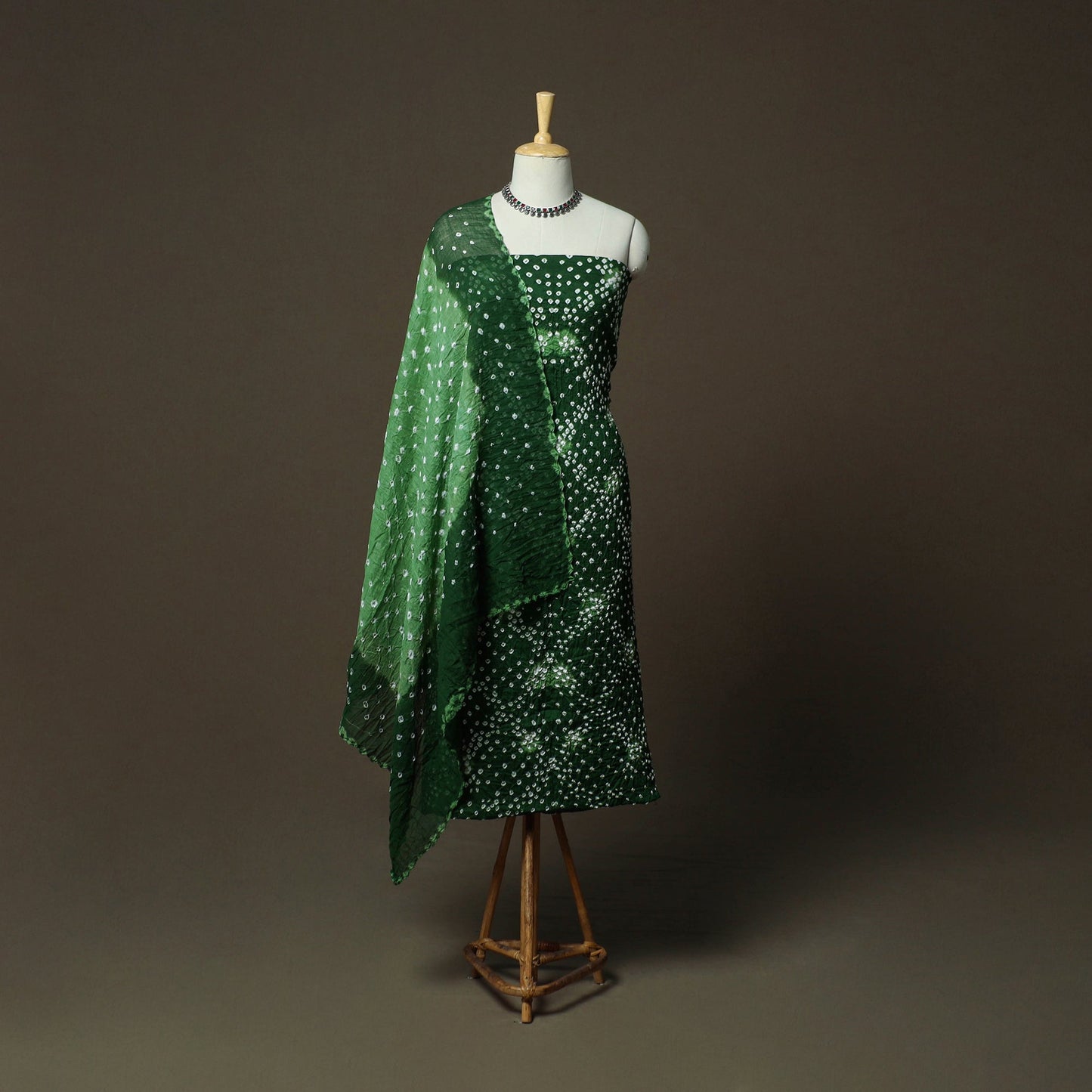 Kutch tie-dye satin cotton bandhani 3pc unstitched dress