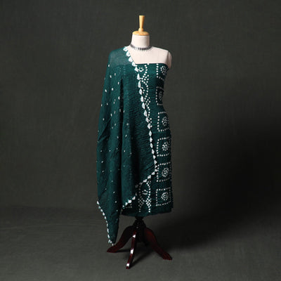 Kutch tie-dye satin cotton bandhani 3pc unstitched dress