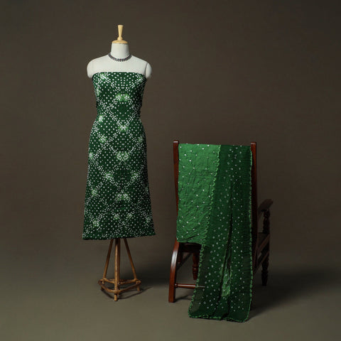 Kutch tie-dye satin cotton bandhani 3pc unstitched dress