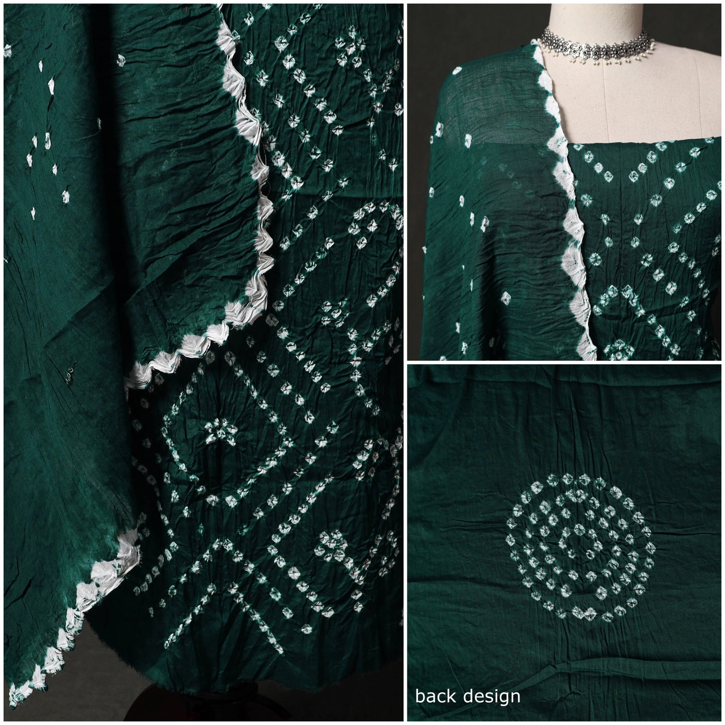 Kutch tie-dye satin cotton bandhani 3pc unstitched dress