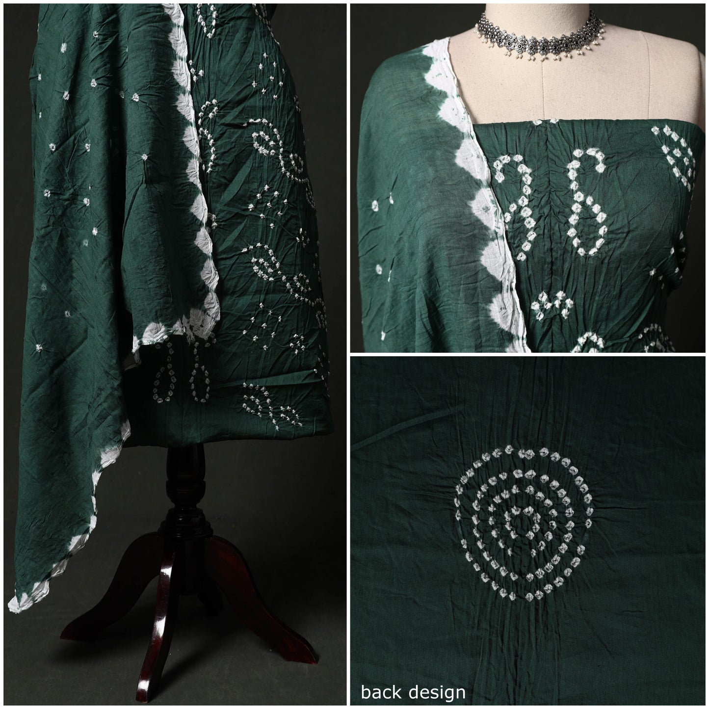 Kutch tie-dye satin cotton bandhani 3pc unstitched dress