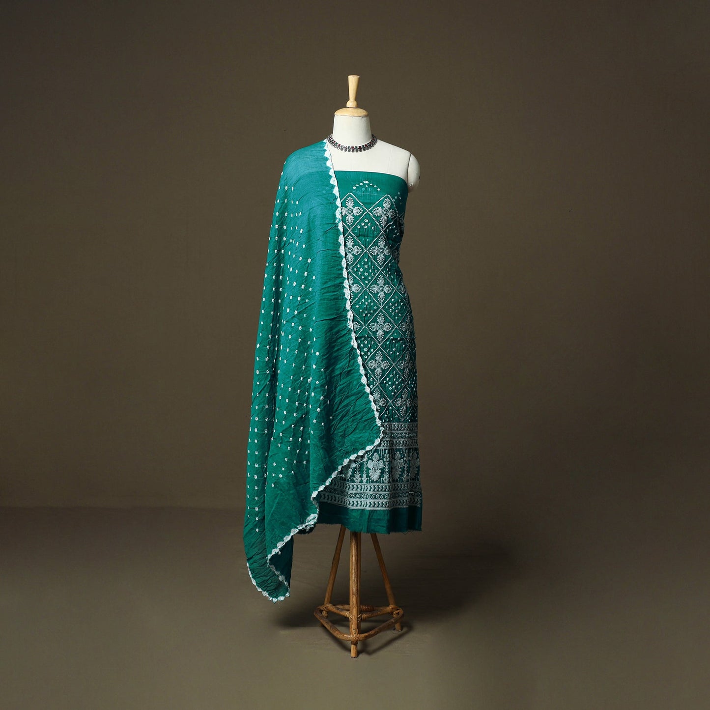 Kutch tie-dye satin cotton bandhani 3pc unstitched dress