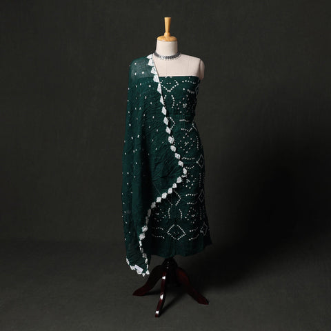 Kutch tie-dye satin cotton bandhani 3pc unstitched dress