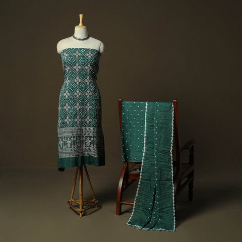 Kutch tie-dye satin cotton bandhani 3pc unstitched dress