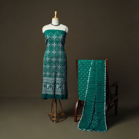 Kutch tie-dye satin cotton bandhani 3pc unstitched dress