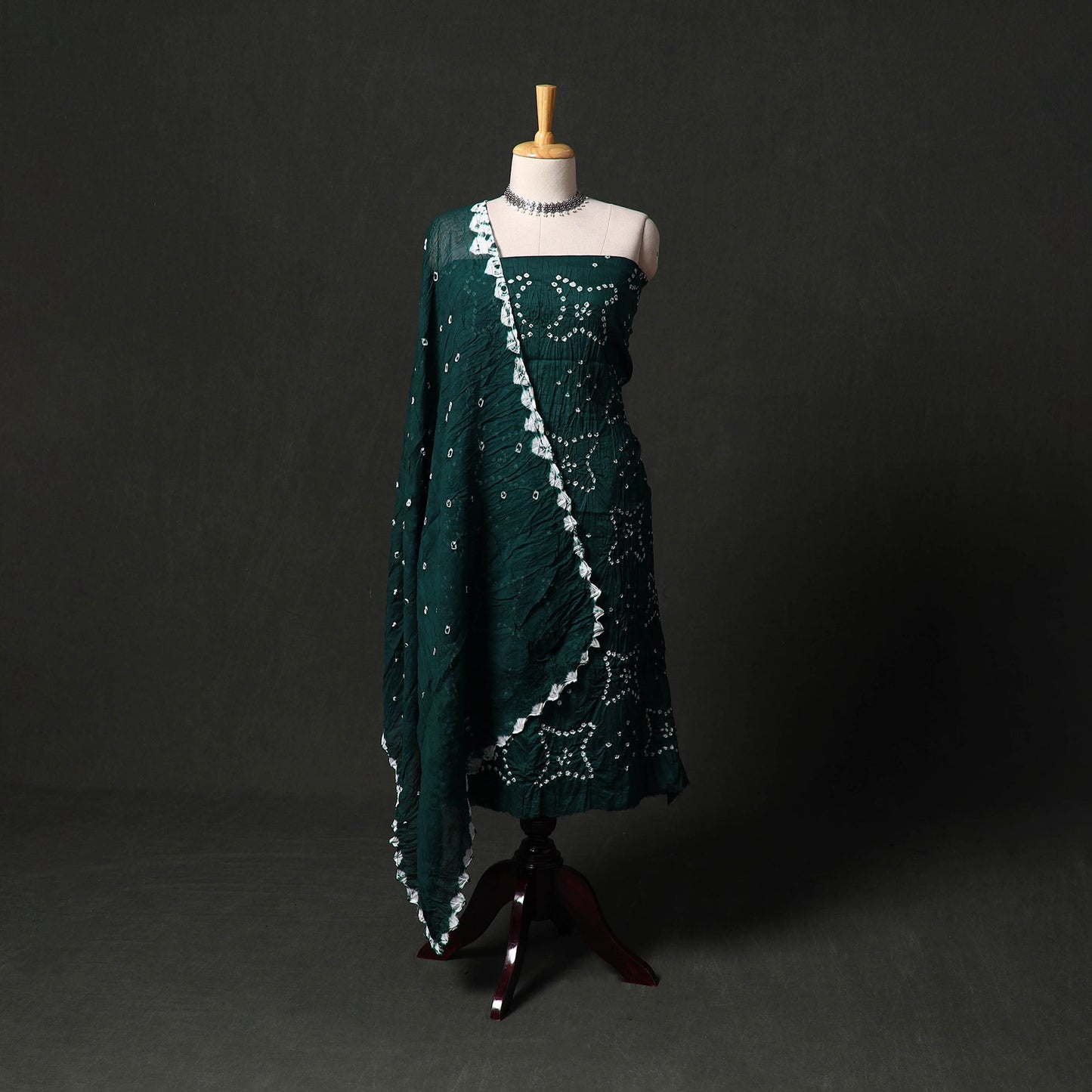 Kutch tie-dye satin cotton bandhani 3pc unstitched dress