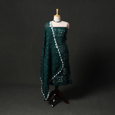 Kutch tie-dye satin cotton bandhani 3pc unstitched dress