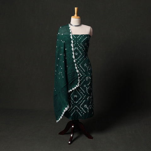 Kutch tie-dye satin cotton bandhani 3pc unstitched dress