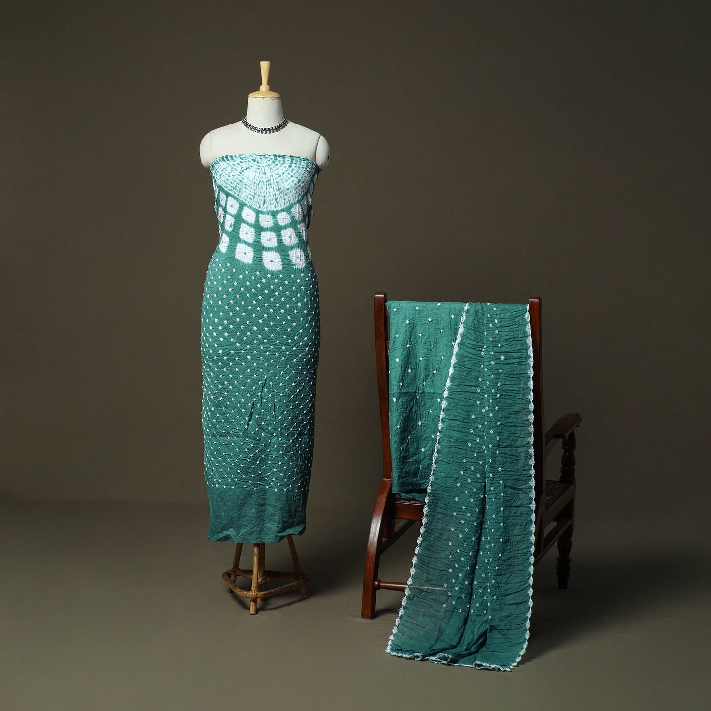 Kutch tie-dye satin cotton bandhani 3pc unstitched dress