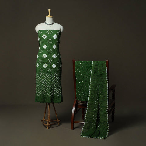 Kutch tie-dye satin cotton bandhani 3pc unstitched dress