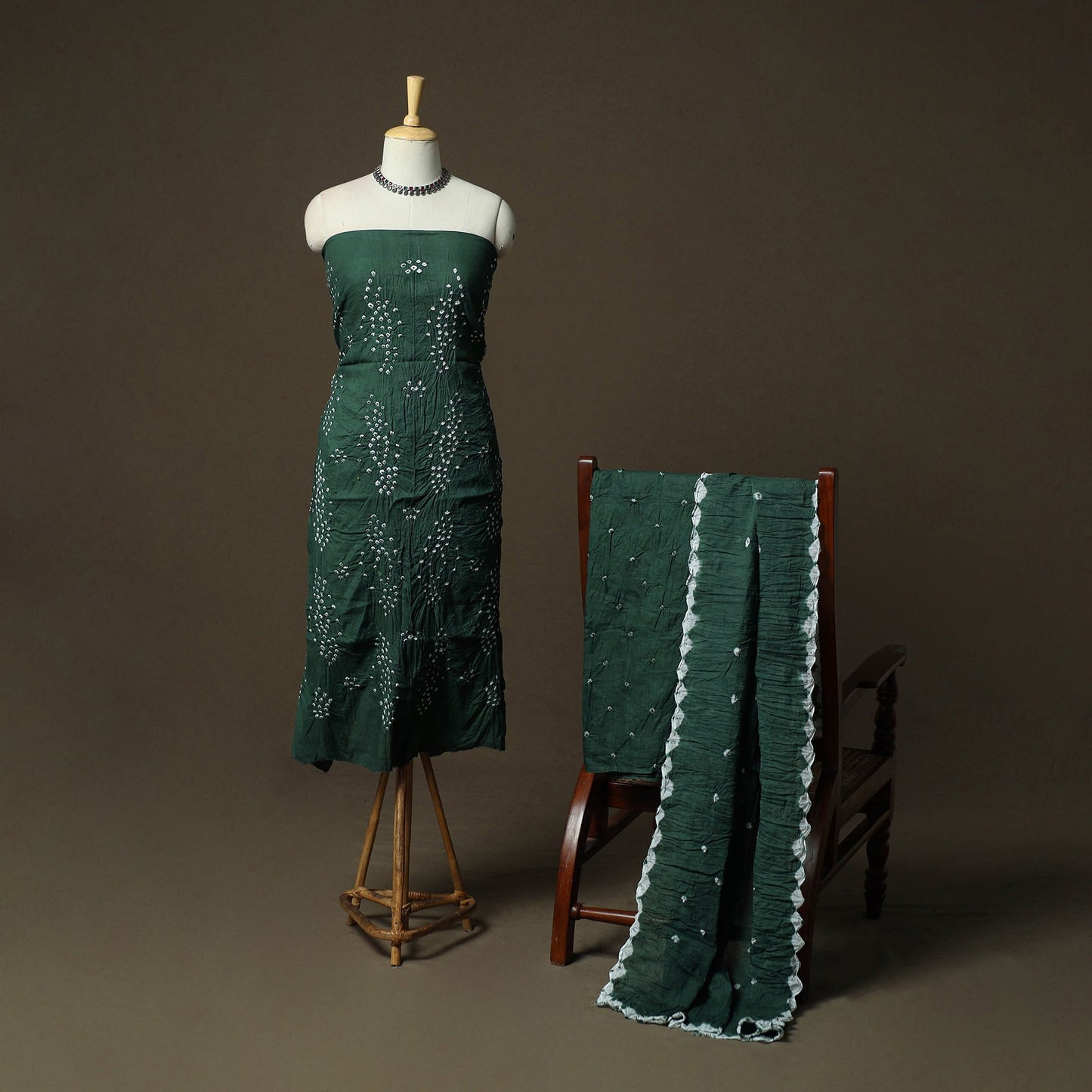 Kutch tie-dye satin cotton bandhani 3pc unstitched dress