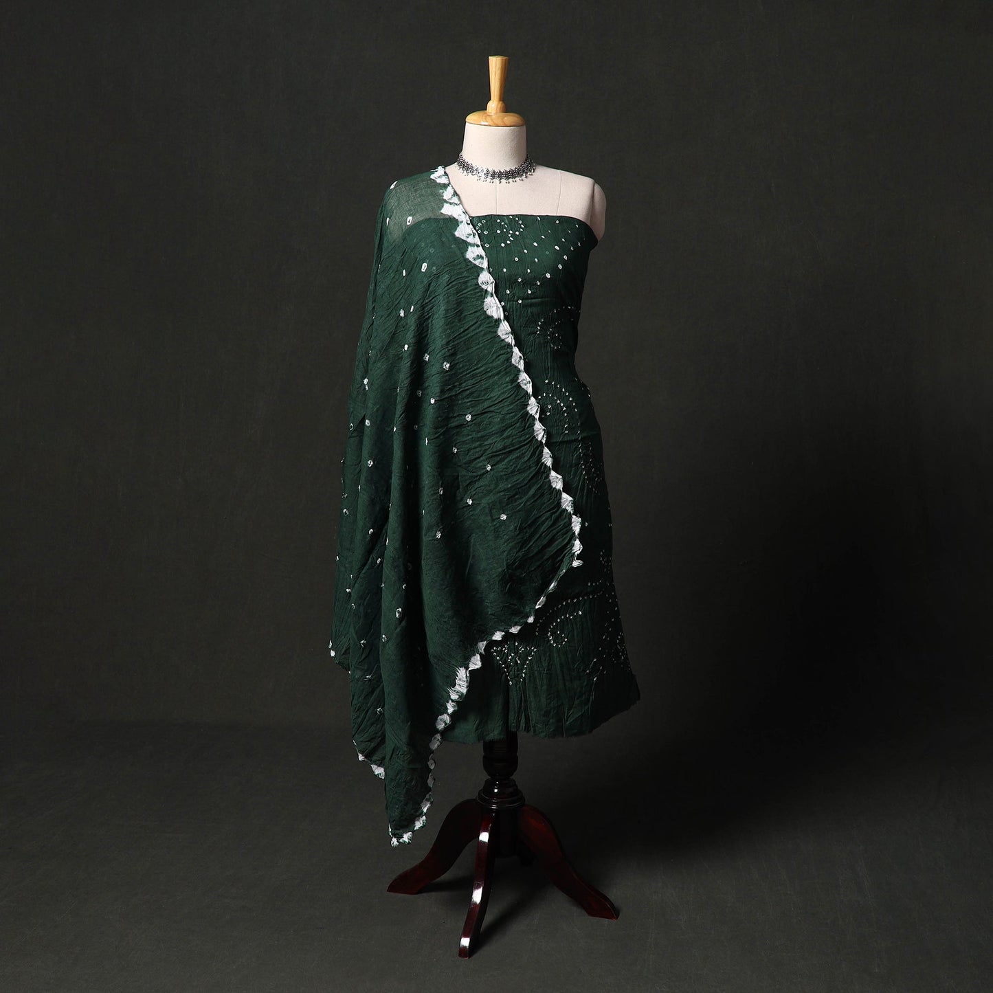 Kutch tie-dye satin cotton bandhani 3pc unstitched dress