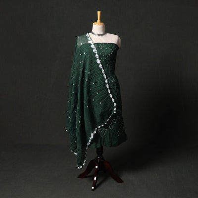 Kutch tie-dye satin cotton bandhani 3pc unstitched dress