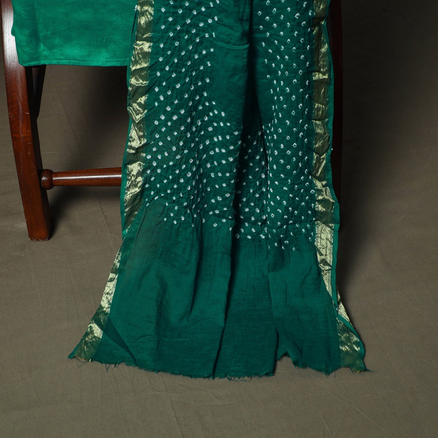 Kutch tie-dye satin cotton bandhani 3pc unstitched dress