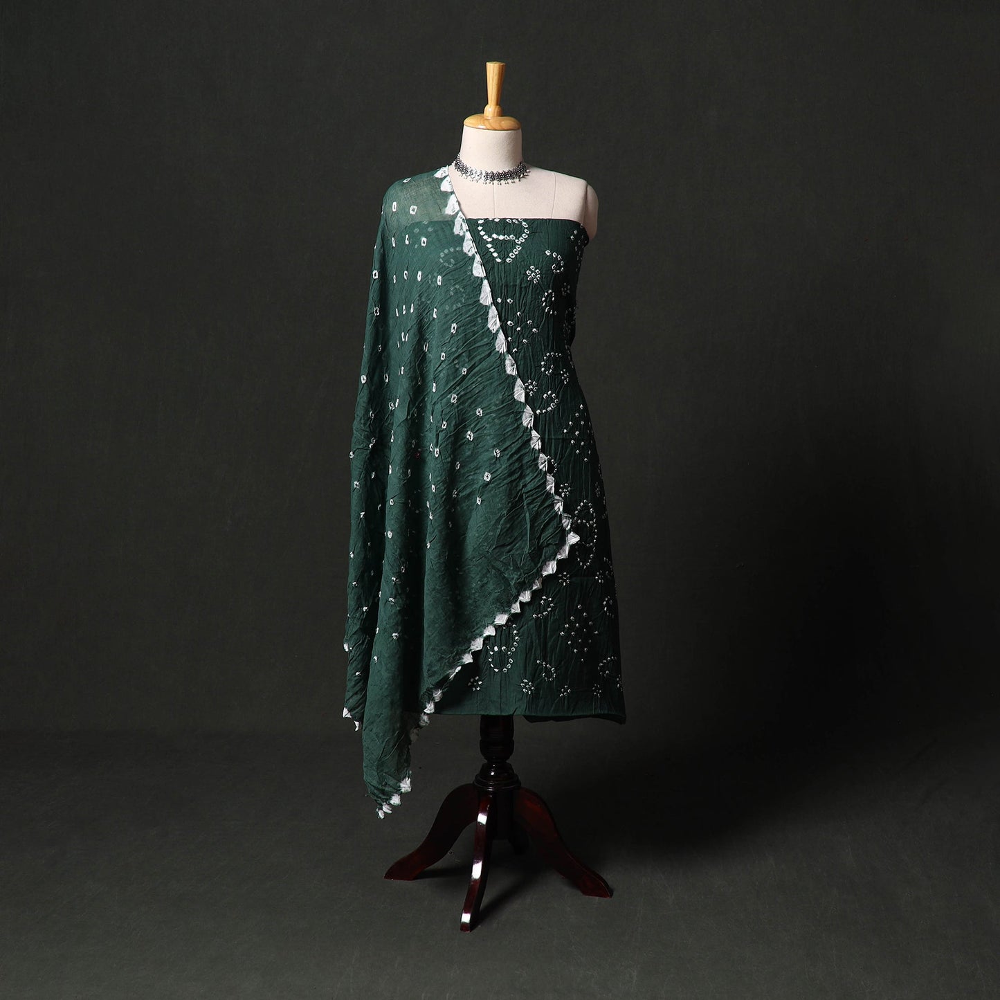 Kutch tie-dye satin cotton bandhani 3pc unstitched dress