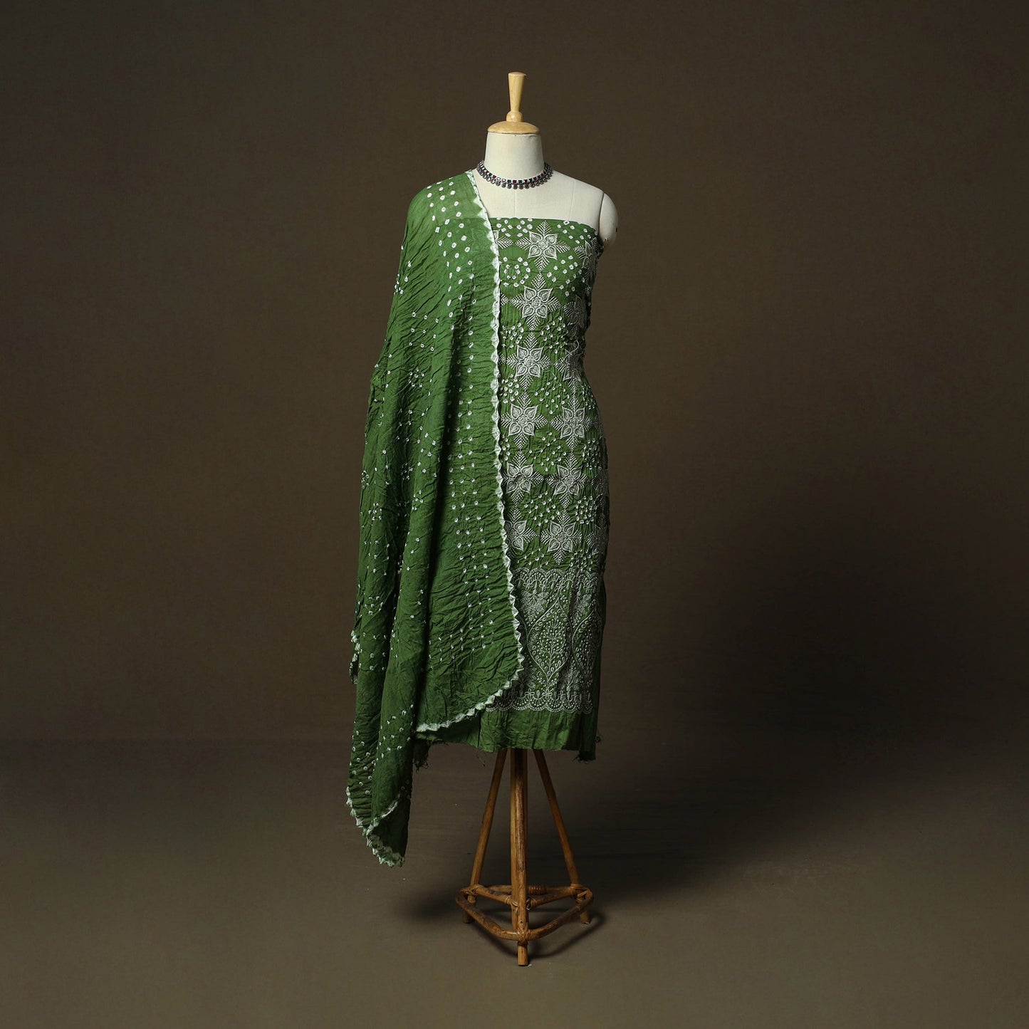 Kutch tie-dye satin cotton bandhani 3pc unstitched dress