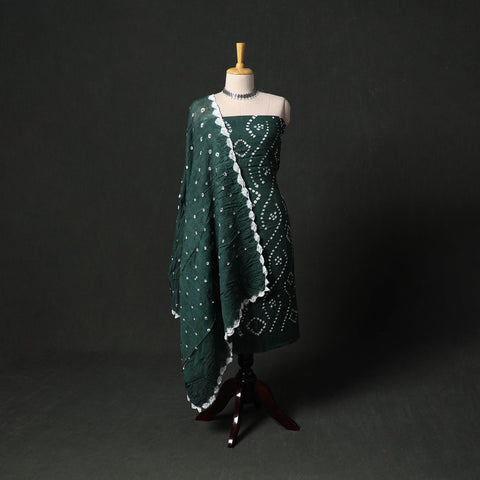 Kutch tie-dye satin cotton bandhani 3pc unstitched dress