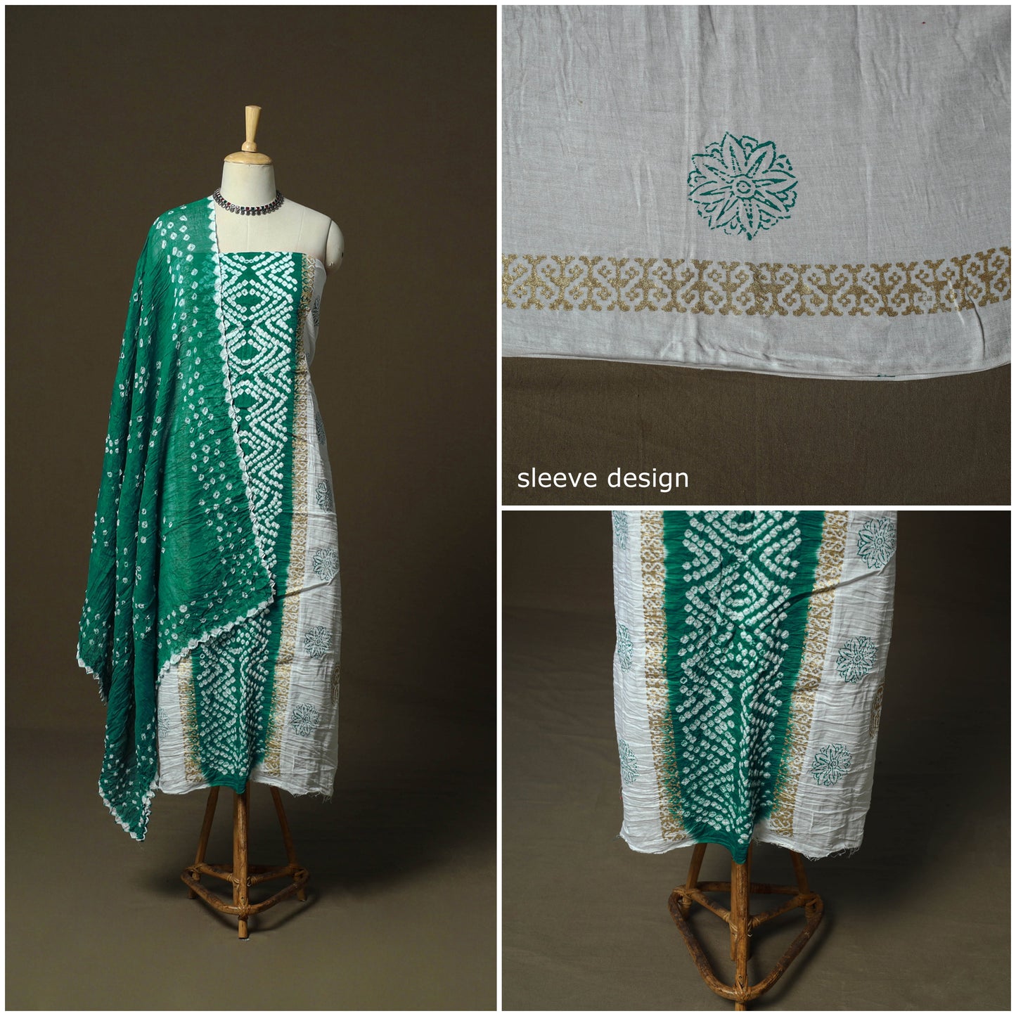 Kutch tie-dye satin cotton bandhani 3pc unstitched dress