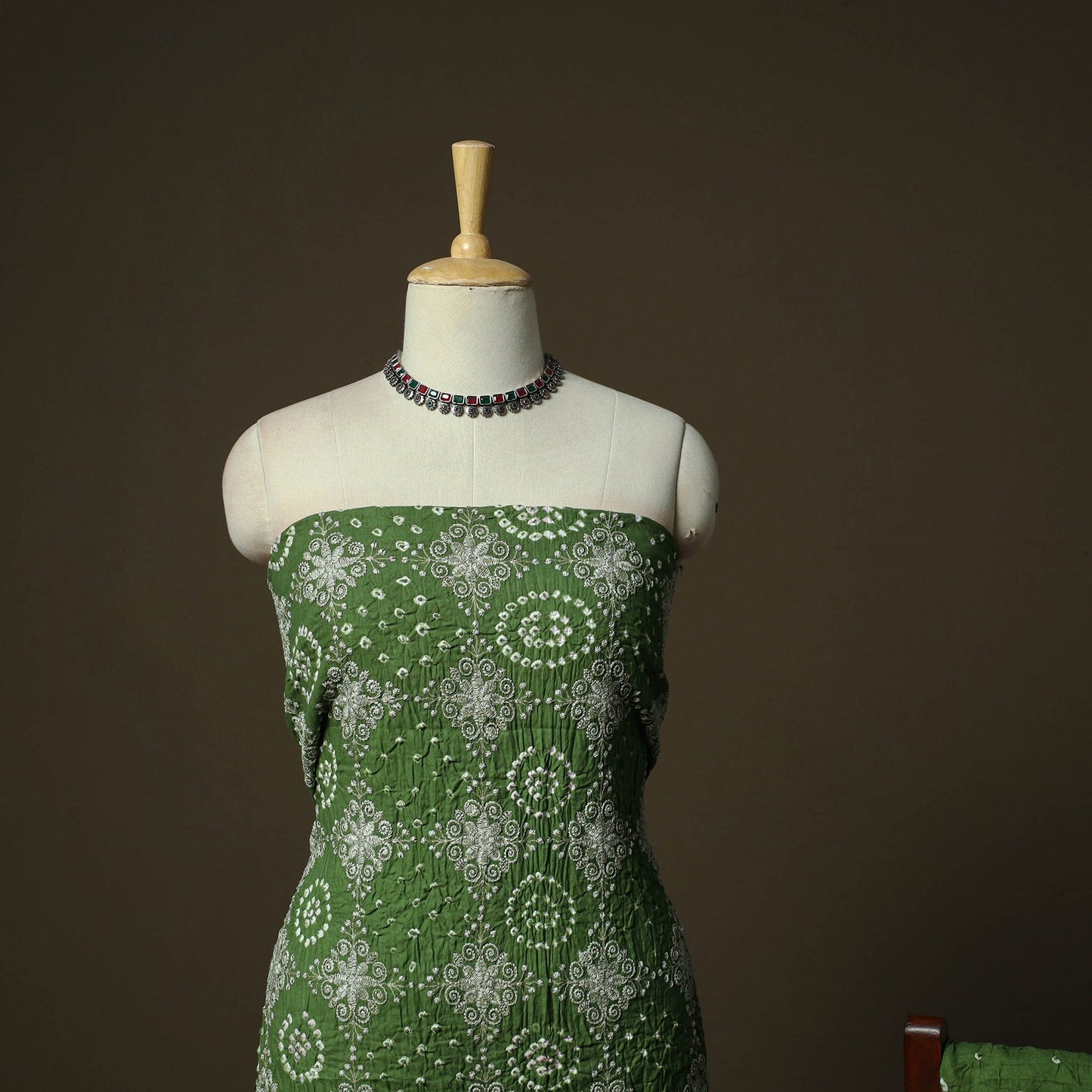 Kutch tie-dye satin cotton bandhani 3pc unstitched dress