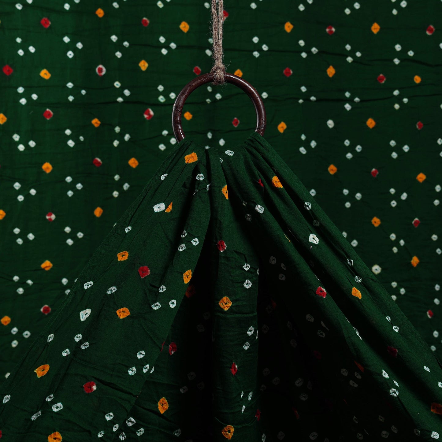 Green - kutch tie-dye satin cotton bandhani fabric 27