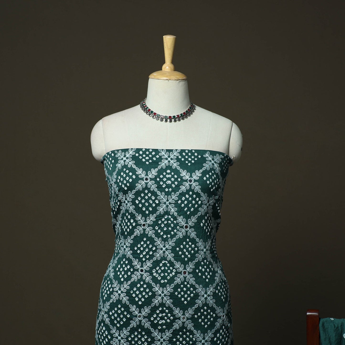 Kutch tie-dye satin cotton bandhani mirror work 3pc