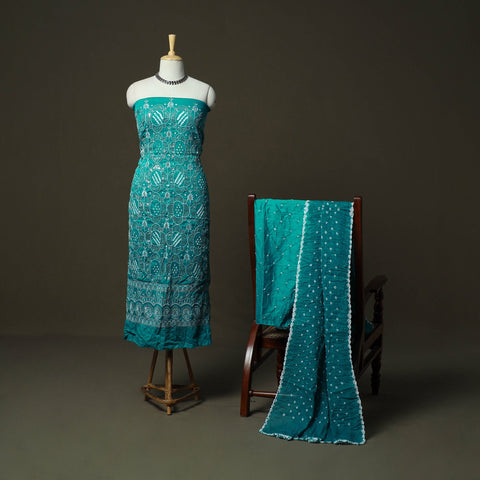 Kutch tie-dye satin cotton bandhani sequin work 3pc