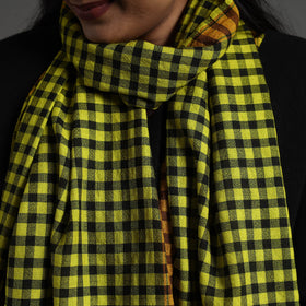 Green Kutch Weaving Handwoven Bharwadi Checks Woollen Stole