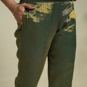 Green Lace Work Fine Tissue Zari Plain Anarkali Kurta Set for Women