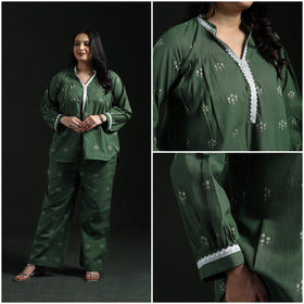Lace work jacquard cotton co-ord set for women 03