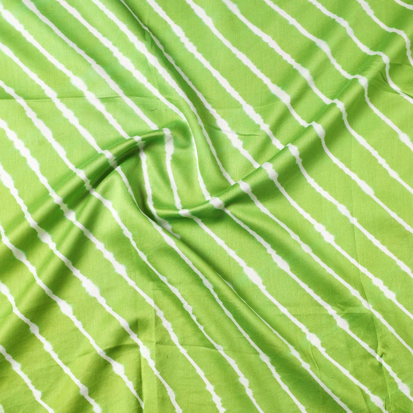 Green Leheriya Tie-Dye Chanderi Silk Precut Fabric