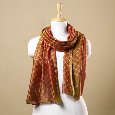 Green - leheriya tie-dye mothra chanderi silk handloom