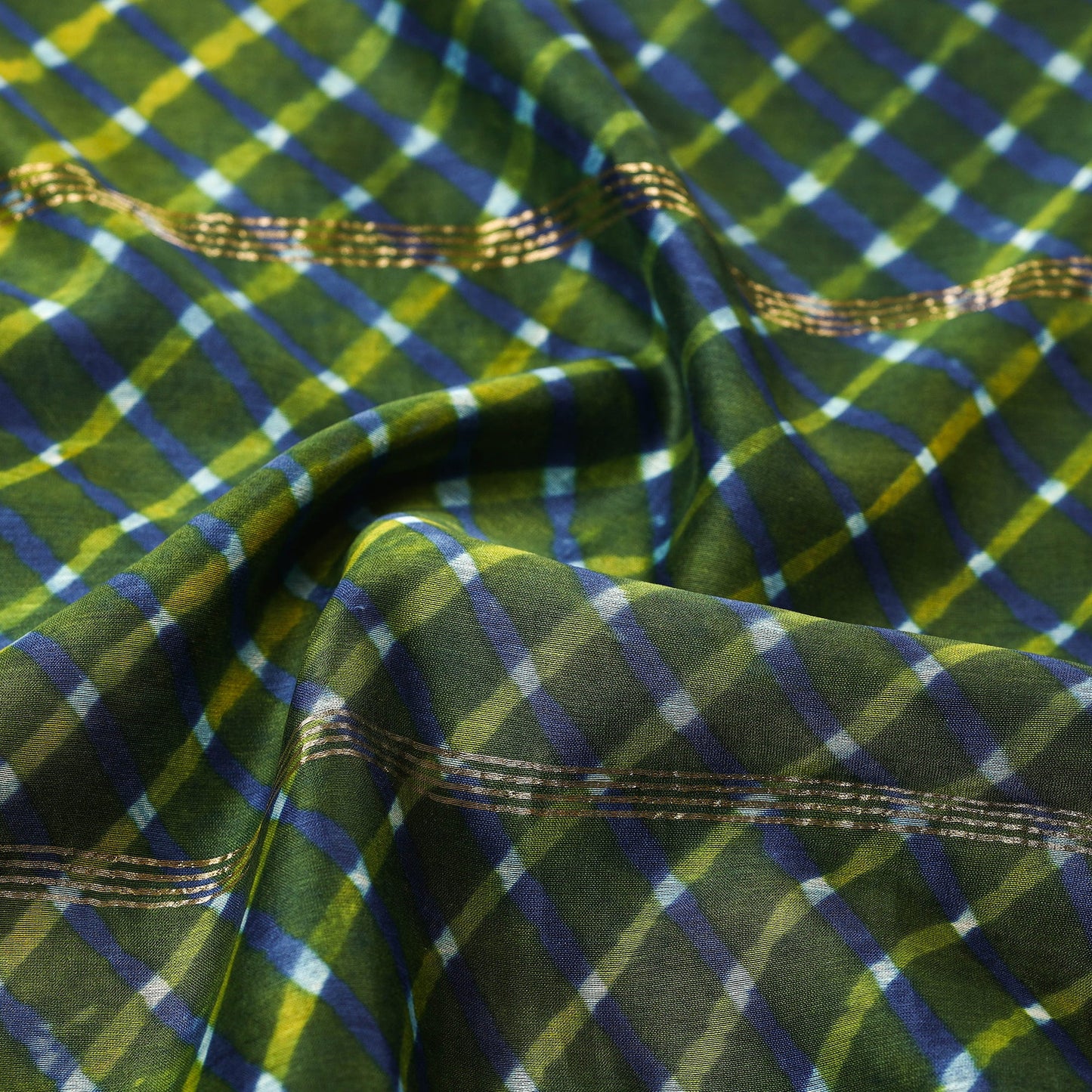 Green - leheriya tie-dye mothra chanderi silk handloom