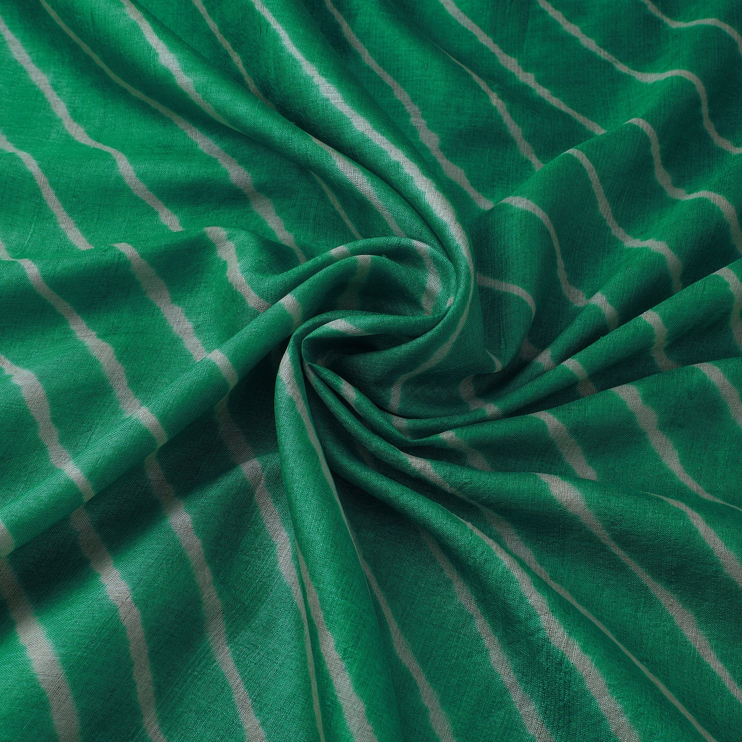 Green Leheriya Tie-Dye Tussar Silk Handloom Fabric 40 