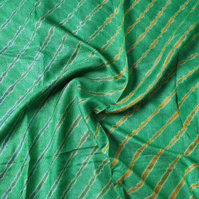 Green Leheriya Tie-Dye Tussar Silk Precut Fabric