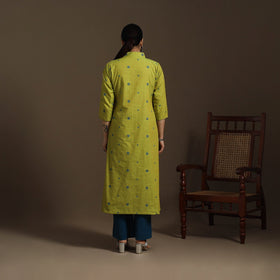 A-line cotton hand embroidered jacquard kurta for women 03