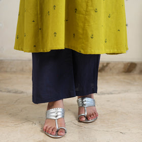 Green A-Line Cotton Jacquard Kurta