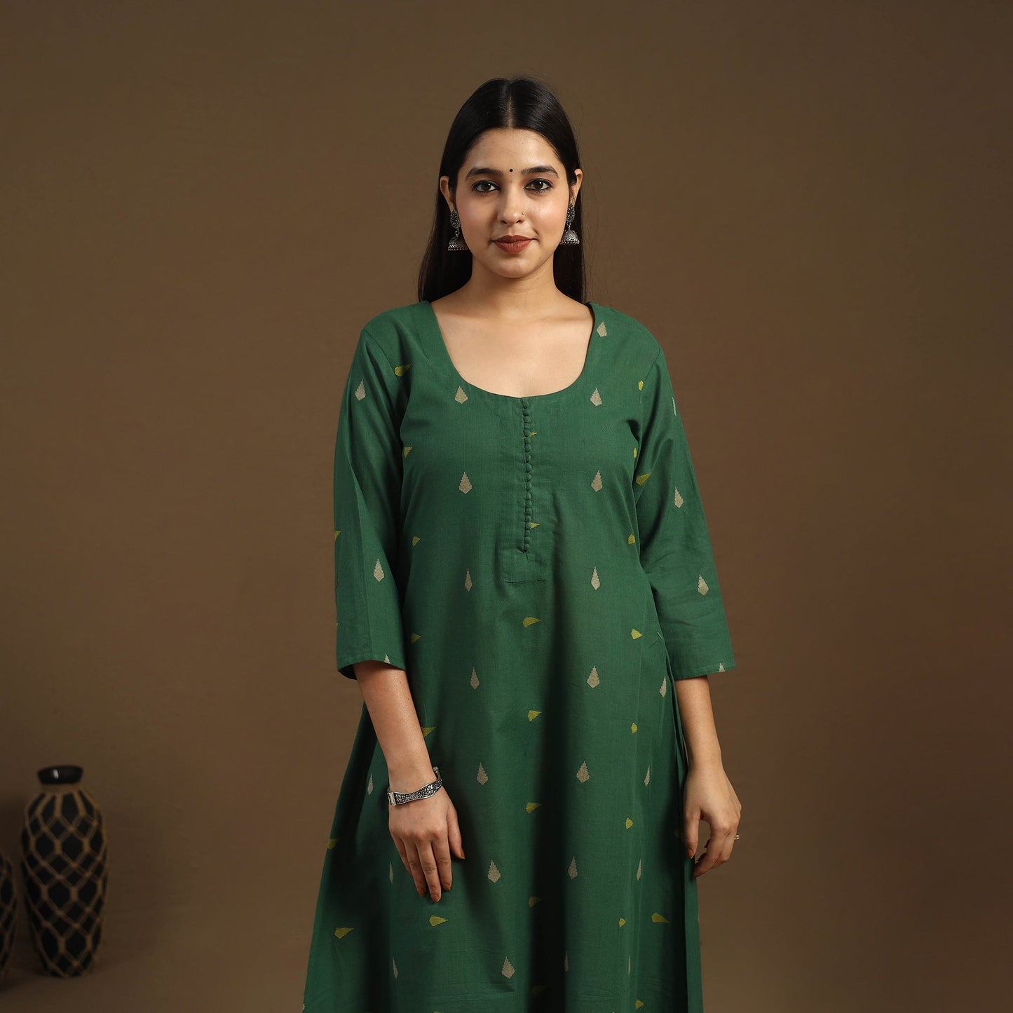  A-Line Cotton Jacquard Kurta for Women