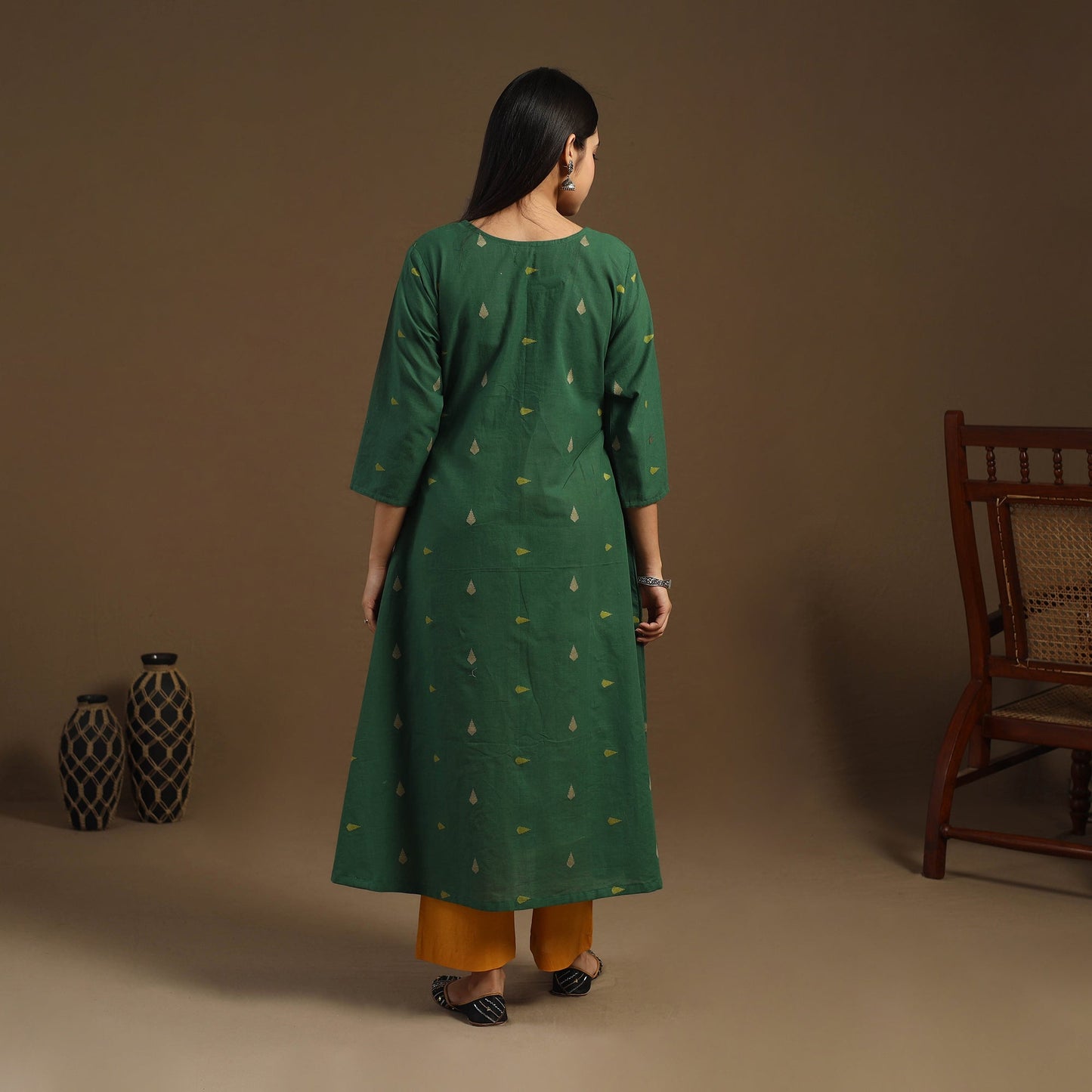  A-Line Cotton Jacquard Kurta for Women