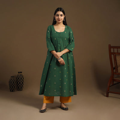  A-Line Cotton Jacquard Kurta for Women