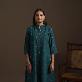 A-line cotton jacquard kurta for women 04 - handcrafted