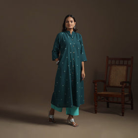 A-line cotton jacquard kurta for women 04 - handcrafted
