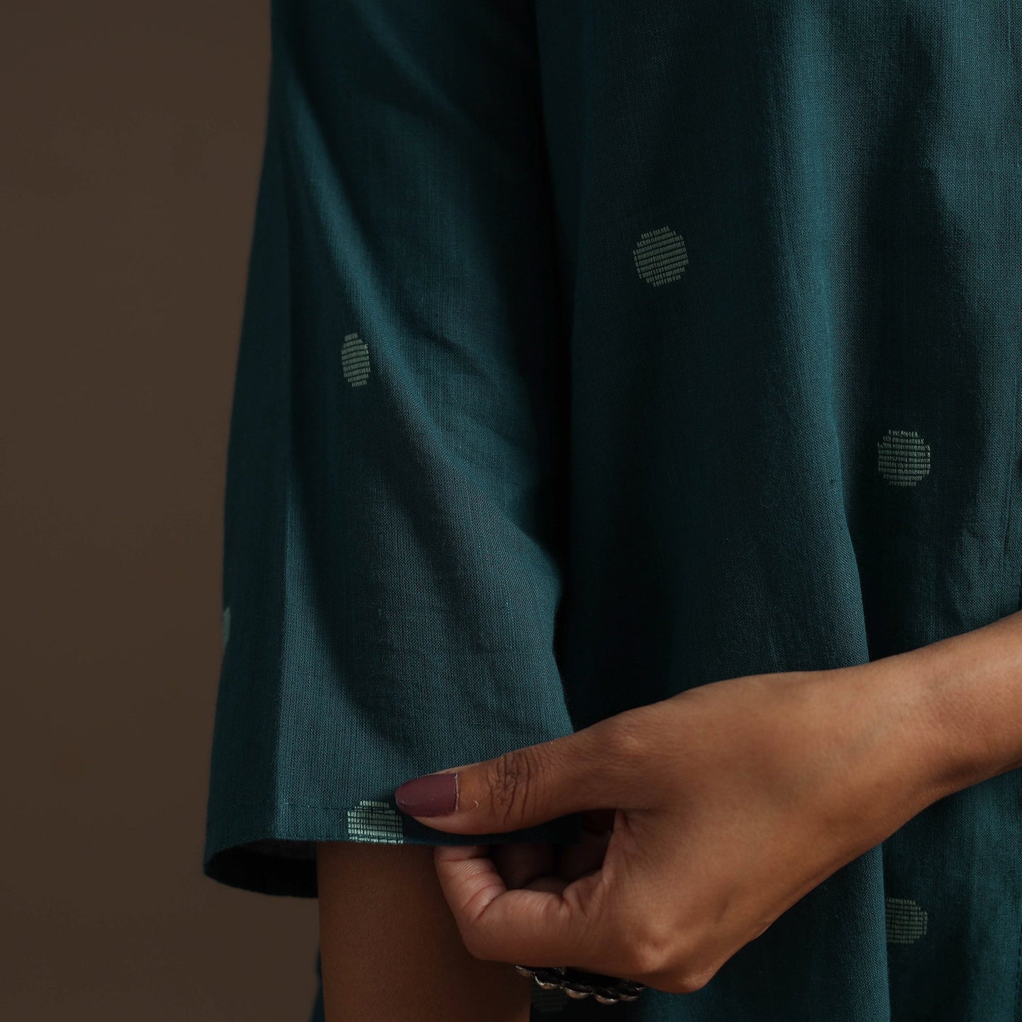 A-line cotton jacquard kurta for women 04 - handcrafted